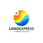 画像1: 太陽と海をイメージした円形ロゴ (1)