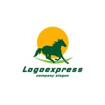 画像1: 太陽と草原を駆ける馬のロゴ (1)