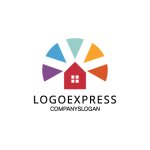 画像1: 虹色の太陽と家を組み合わせたロゴ (1)