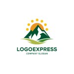 画像1: 太陽と山の自然ロゴ (1)