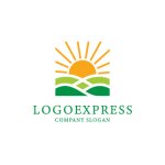 画像1: 太陽と緑の丘の自然ロゴ (1)