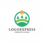 画像1: 太陽と自然を円の中に描いたロゴ (1)