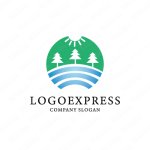 画像1: 太陽と自然を円の中に描いたロゴ (1)