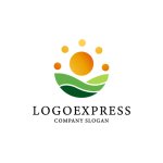 画像1: 丘、太陽、自然の温かいロゴ (1)