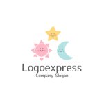 画像1: かわいい太陽・星・月のロゴ (1)