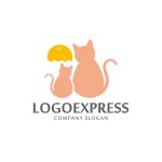 画像1: 夕焼けの猫の親子のロゴ (1)