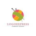 画像1: 毛糸玉と編み針のロゴ (1)