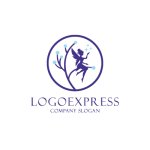 画像1: 木と妖精の神秘的なロゴ (1)