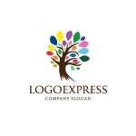 画像1: カラフルな木の生命ロゴ (1)