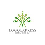 画像1: 幾何学的な木と葉のオーガニックロゴ (1)