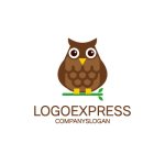 画像1: 木の枝にとまるフクロウのロゴ (1)