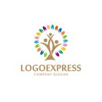 画像1: 木と人々の喜びと葉の絆のロゴ (1)