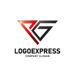 画像1: 逆三角形とPGのシャープな連結ロゴ (1)