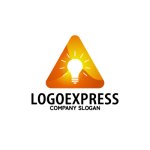 画像1: 三角形と光る電球のアイデアロゴ (1)