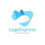 画像1: 三角形の空を飛ぶ白い鳥のシンプルなロゴ (1)