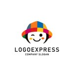 画像1: 多様な個性と明るい未来を表す、笑顔とウインクする子供のロゴ (1)