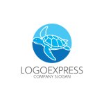 画像1: 海亀のロゴ海を泳ぐウミガメのロゴ (1)