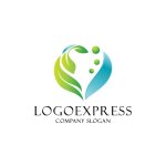 画像1: 水と葉っぱとハートのロゴ (1)