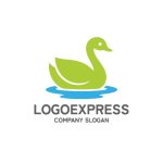 画像1: 水面に浮かぶ優雅な白鳥のロゴ (1)