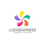 画像1: カラフルな水彩風の花のロゴ (1)