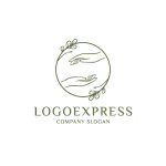 画像1: 自然の恵みと癒しを届ける、手と植物のロゴ (1)