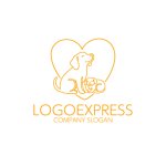 画像1: 愛と癒しを込めた母と子の犬のロゴ (1)