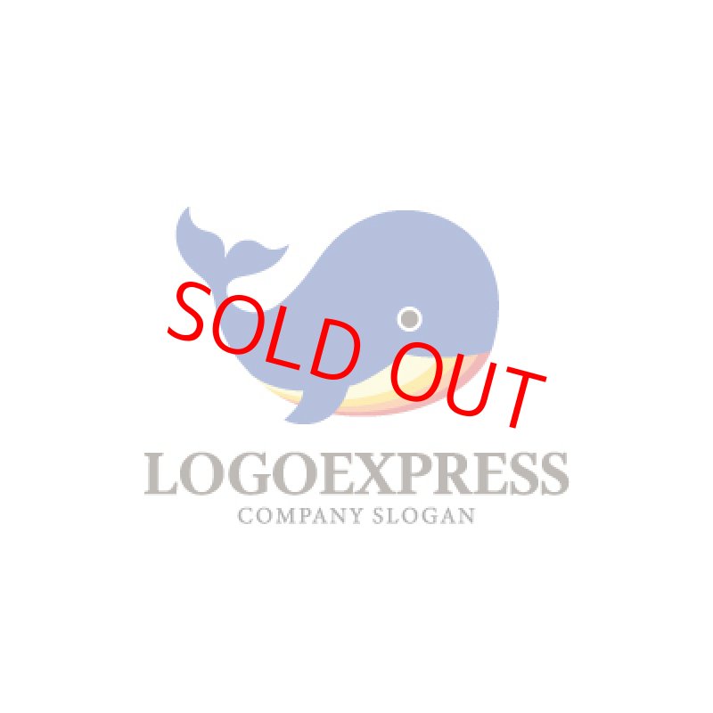 画像1: かわいい丸いクジラのロゴ (1)