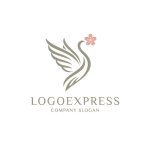 画像1: 桜をくわえた白鳥の優雅なロゴ (1)