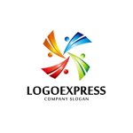 画像1: カラフルな風車と人々のロゴ (1)