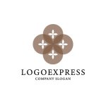 画像1: 和風の丸と花のロゴ (1)