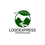 画像1: 山の風景と葉のロゴ (1)