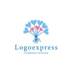 画像1: 手書き風ハートのブーケロゴ (1)