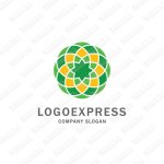 画像1: 黄色と緑をタイル状に円の中に配置したロゴ (1)