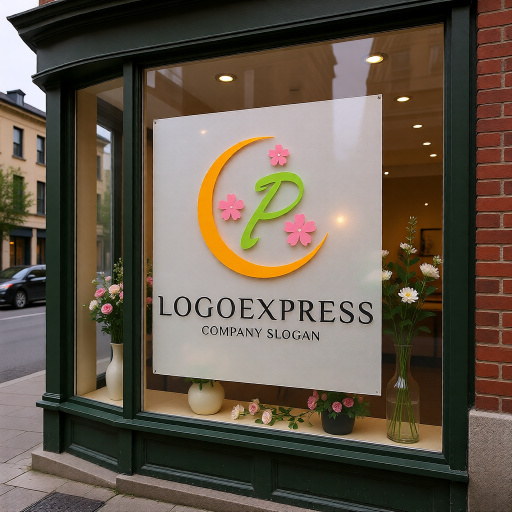 画像7: 月と桜に囲まれた優雅なPのロゴ (7)