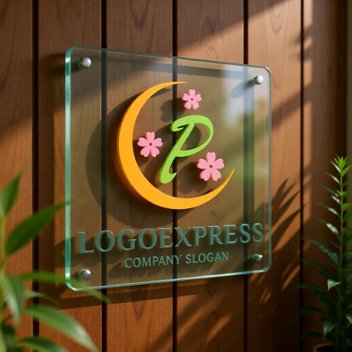 画像11: 月と桜に囲まれた優雅なPのロゴ (11)