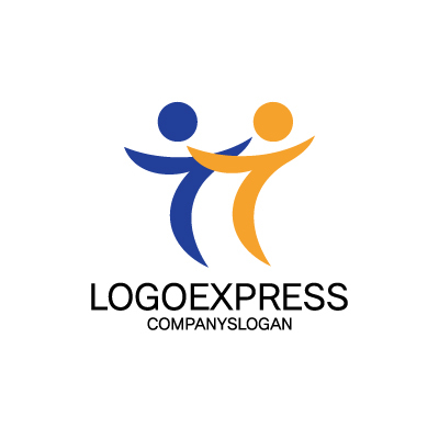 画像1: 繋がりと喜びを表現するT字の人々ロゴ (1)