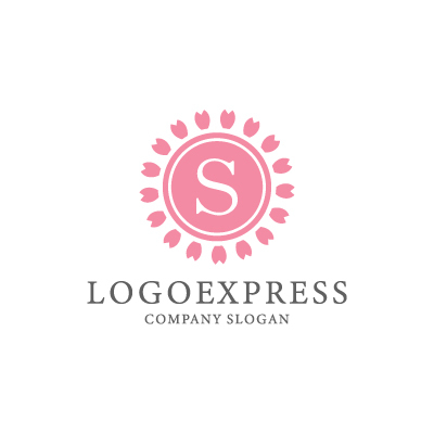 画像1: 桜の花びらに包まれた優雅なSのロゴ (1)