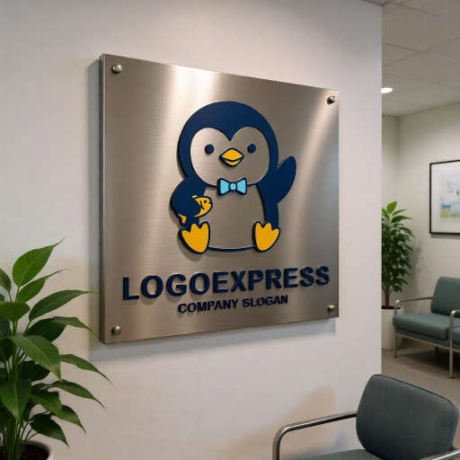 画像14: お魚を持ったお辞儀ペンギンの可愛いロゴ (14)