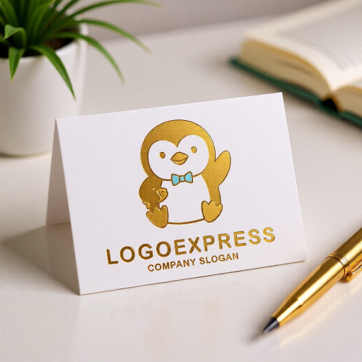 画像16: お魚を持ったお辞儀ペンギンの可愛いロゴ (16)