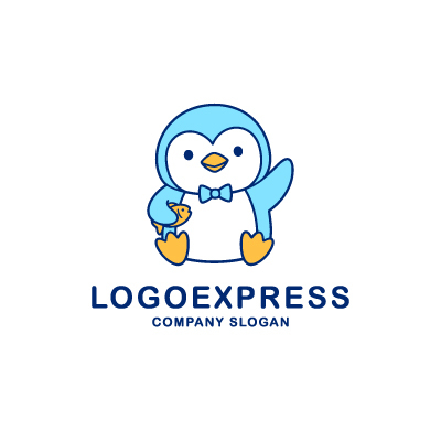 画像3: お魚を持ったお辞儀ペンギンの可愛いロゴ (3)