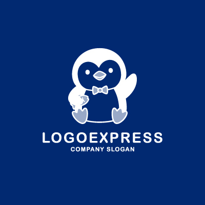 画像4: お魚を持ったお辞儀ペンギンの可愛いロゴ (4)