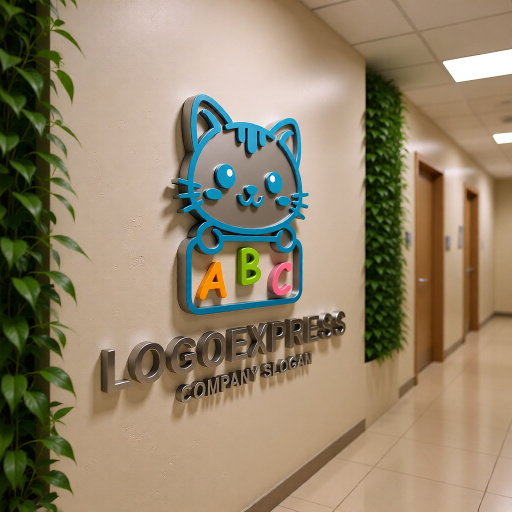 画像15: ABCの看板を持つかわいい猫のロゴ (15)