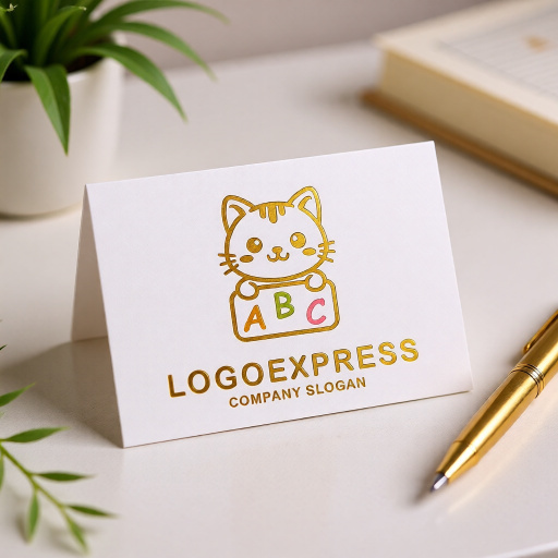 画像16: ABCの看板を持つかわいい猫のロゴ (16)