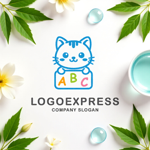 画像9: ABCの看板を持つかわいい猫のロゴ (9)