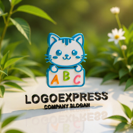 画像12: ABCの看板を持つかわいい猫のロゴ (12)