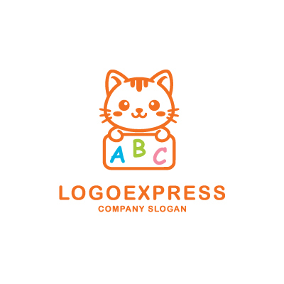 画像3: ABCの看板を持つかわいい猫のロゴ (3)