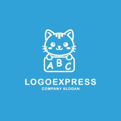 画像4: ABCの看板を持つかわいい猫のロゴ (4)