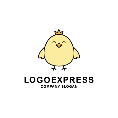 画像1: 王冠をかぶった可愛いひよこのロゴ (1)