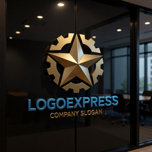 画像15: 星と歯車が融合した高精度技術ロゴ (15)