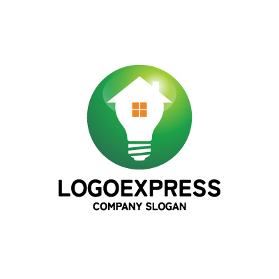 電球の家とエコなアイデアのロゴ